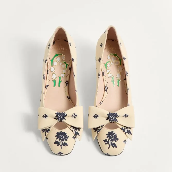 VALENTINO Silk floral print heels (4.5 cm high heel)