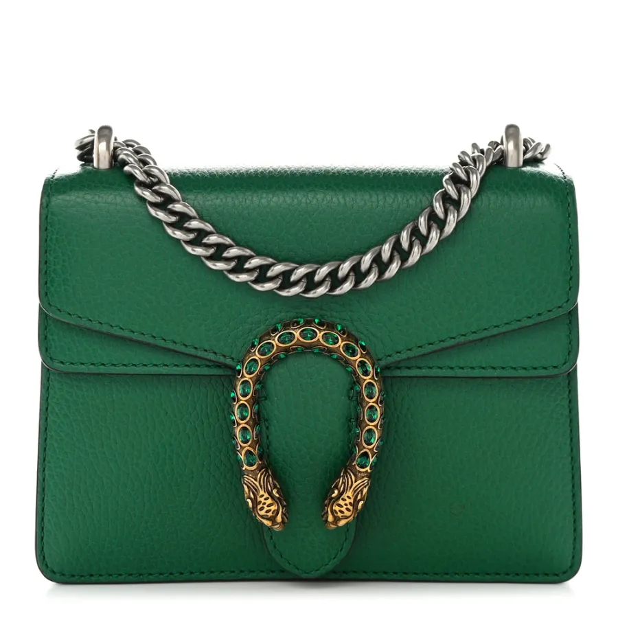 Gucci Mini Dionysus Shoulder Bag Emerald Calfskin Leather Aged Silver Hardware