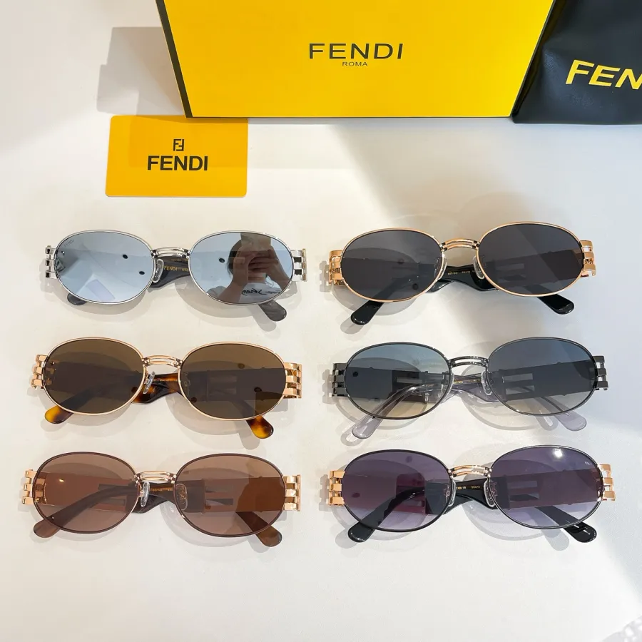 Fendi Oval glasses black gold/leopard brown/silver/brown/eggplant/gun black color Size 57口19-145