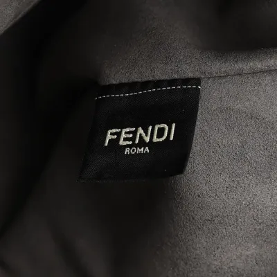 Fendi FF Fendi O’Lock Zipper Anthracite/Asfalto Chenille, Vitello Seta Leather, & Plexiglass Mixed Metal Hardware