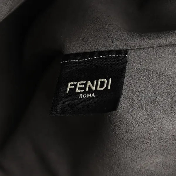 Fendi FF Fendi O’Lock Zipper Anthracite/Asfalto Chenille, Vitello Seta Leather, & Plexiglass Mixed Metal Hardware - Image 8