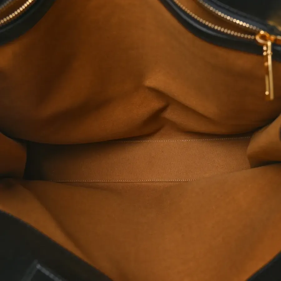 Celine Large Vertical Cabas Black Triomphe Canvas & Calfskin Leather