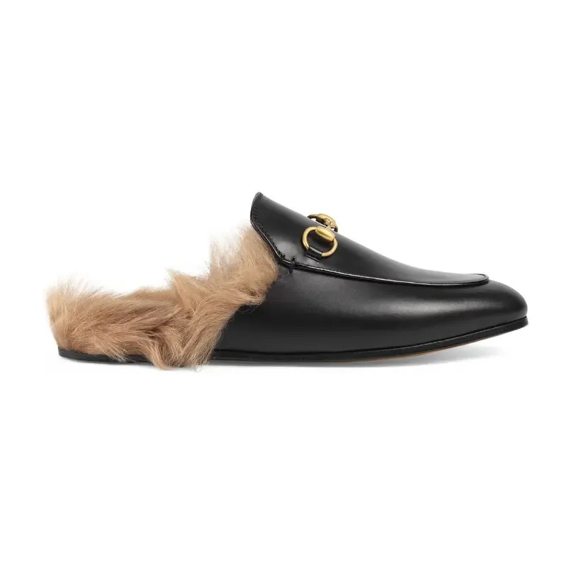 Gucci black baotou plush slippers
