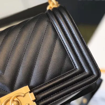 Chanel Lleboy Black Quilted Caviar Leather Shoulder Bags Crossbody Bags