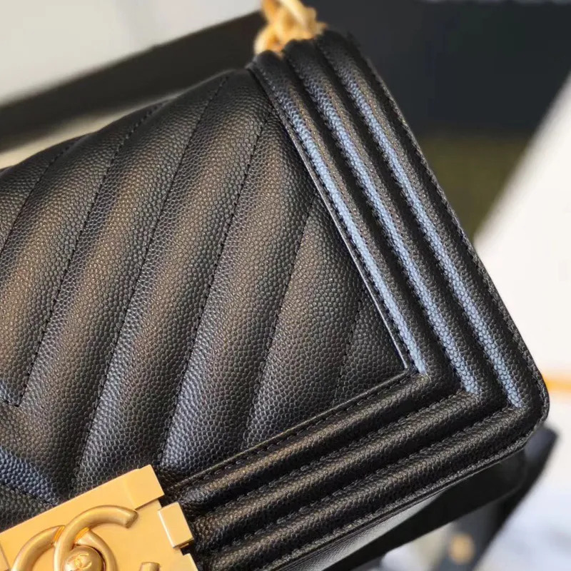 Chanel Lleboy Black Quilted Caviar Leather Shoulder Bags Crossbody Bags