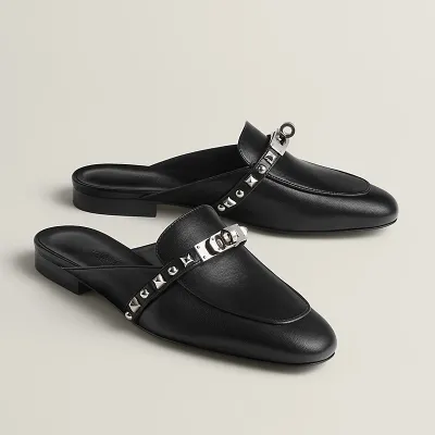 HERMES Oz Mule black Slippers