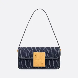 Dior Miss Dior Flap Bag In Blue Miss Dior Allover Denim With Gold Hardware