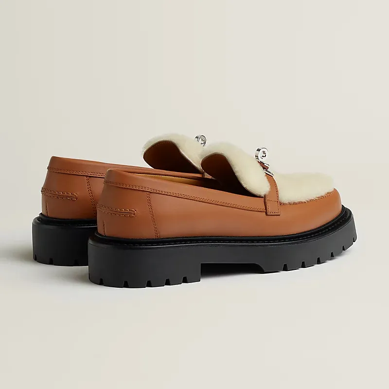 HERMES Icone Brown Loafers