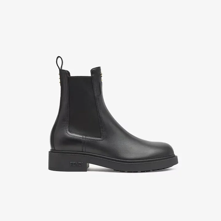 FENDI Black leather ankle boots