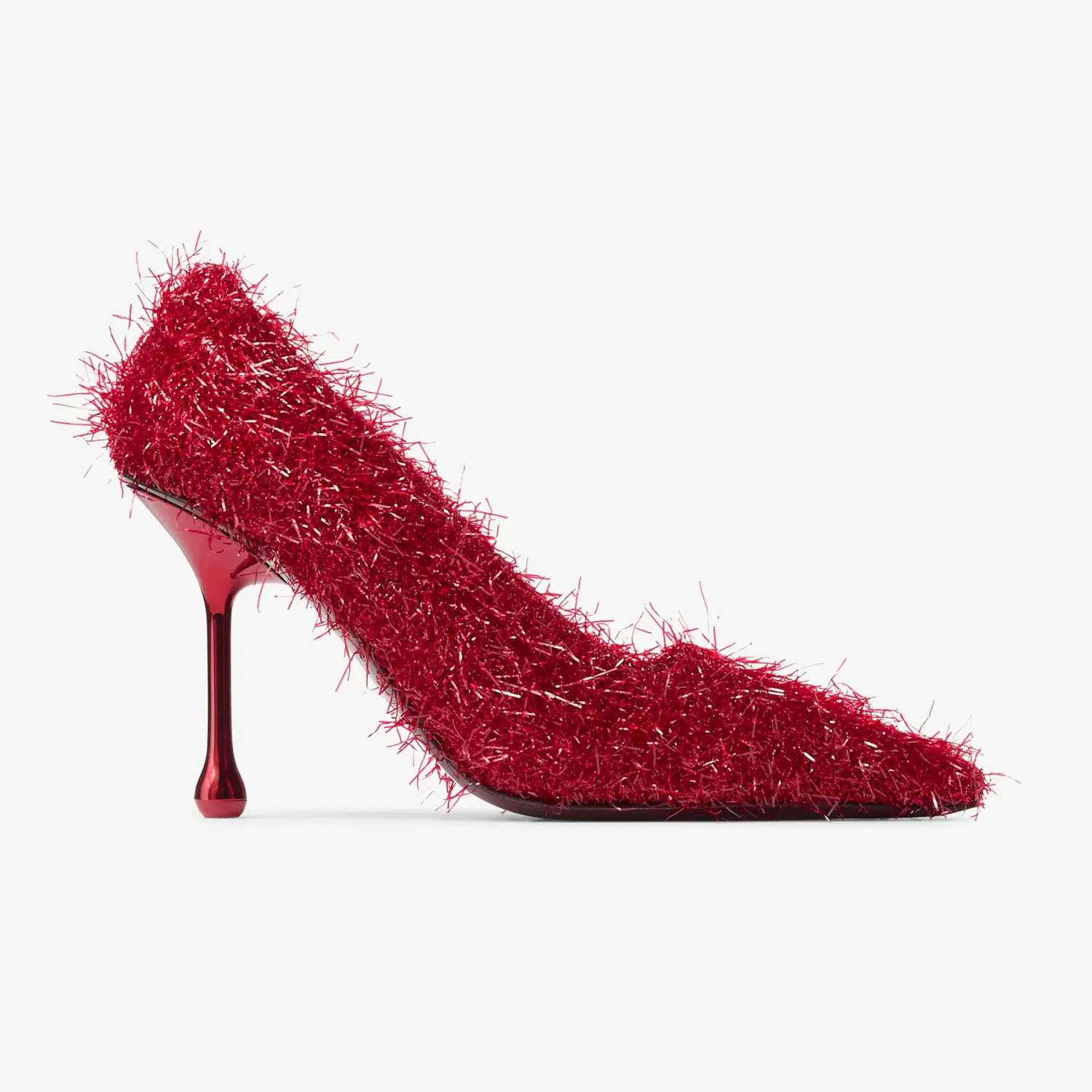 JIMMY CHOO Salto alto de fio vermelho rubi, salto agulha pontiagudo (9,5cm)