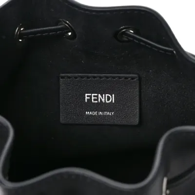 Fendi Mini F is Fendi Logo Embossed Mon Tresor Bucket Bag Black King Vitello Leather Silver Hardware