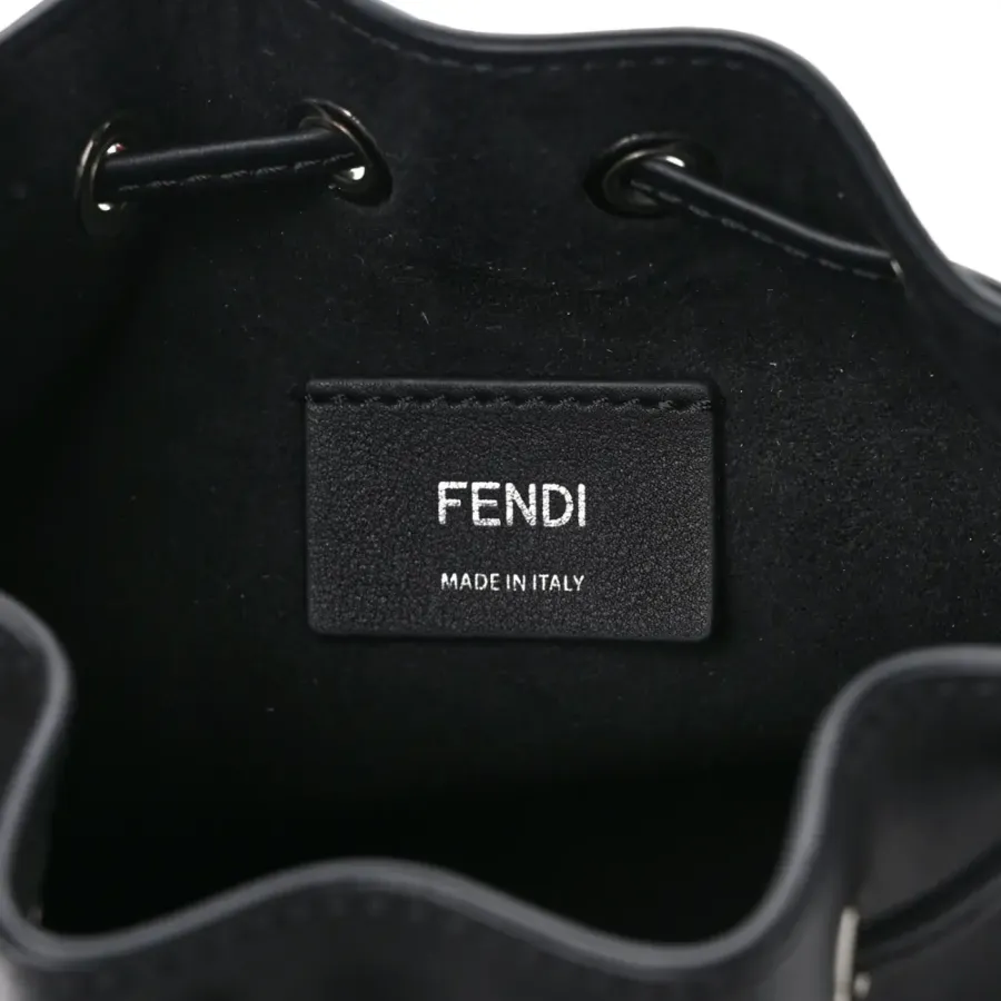Fendi Mini F is Fendi Logo Embossed Mon Tresor Bucket Bag Black King Vitello Leather Silver Hardware
