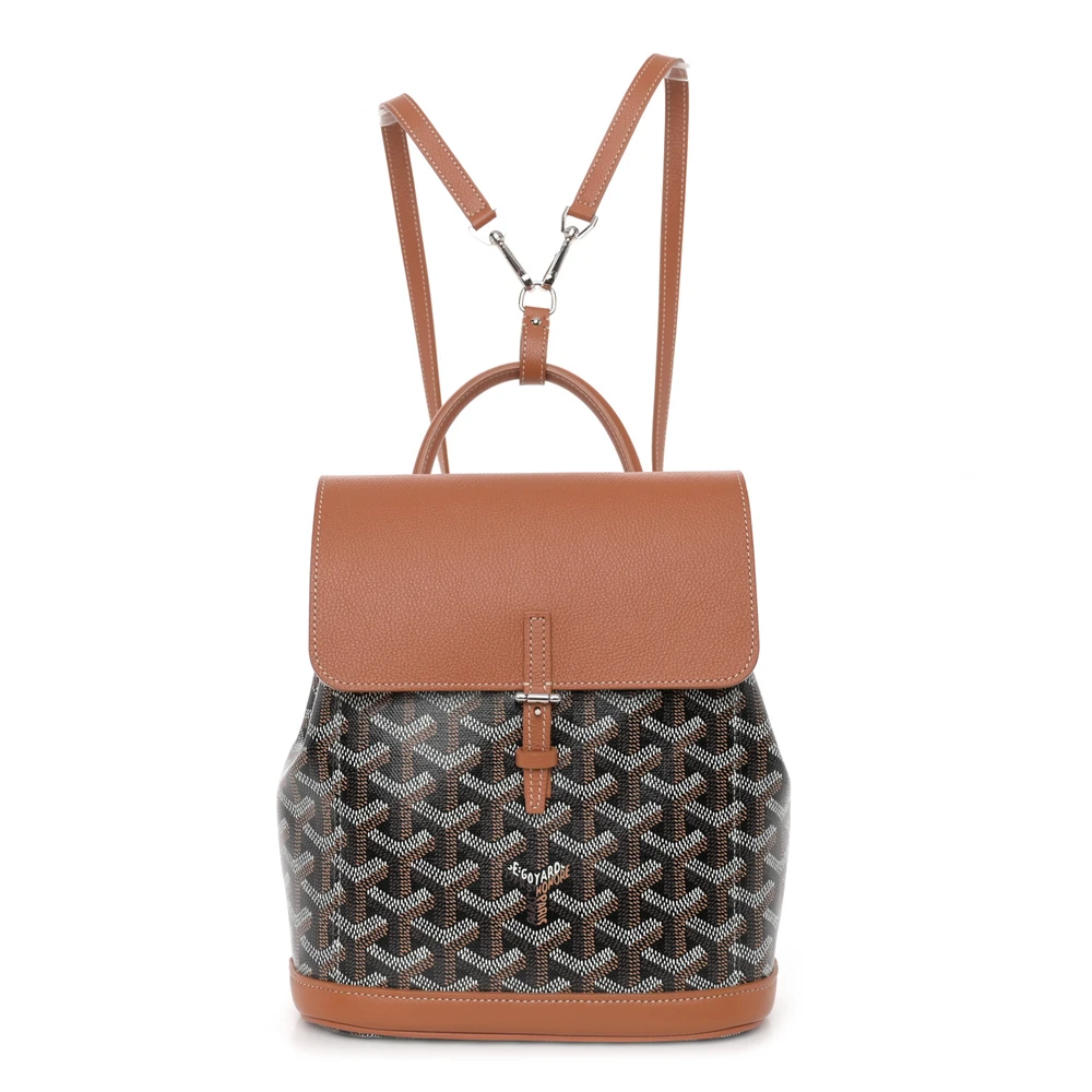 Goyard Mini Alpin Mochila Preto/Ouro Goyardine Canvas & Couro de Bezerro Hardware Prateado