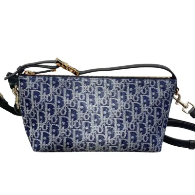 Dior Small D-Journey Bag in In Blue Denim Dior Oblique Jacquard With Gold Hardware