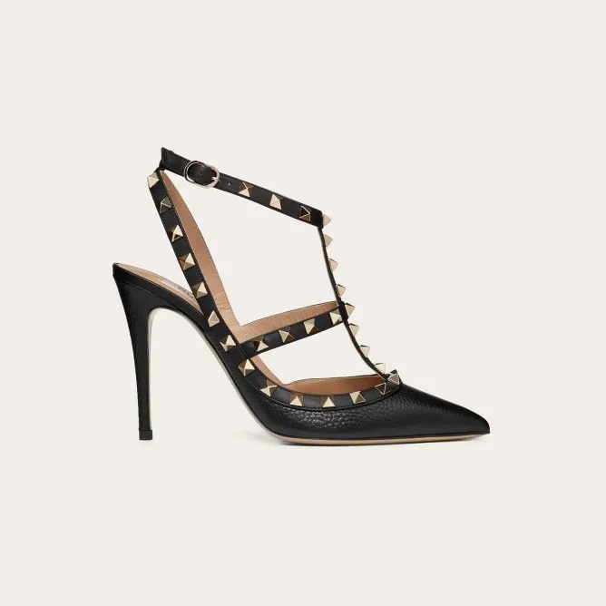 VALENTINO Peeled calf leather fastened rivet heels (heel height 10cm)