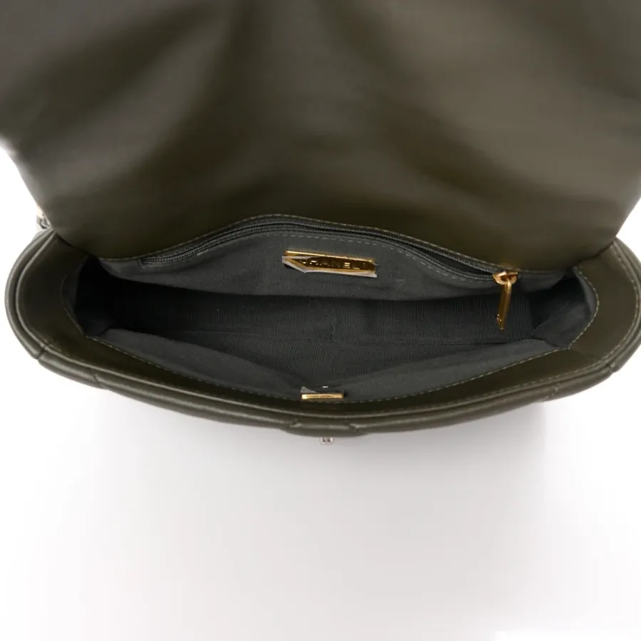 Grade Chanel 19 Khaki Flap Bag for Women