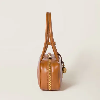 Miu Miu Calfskin Leather Beau Brown Top-Handle Bags