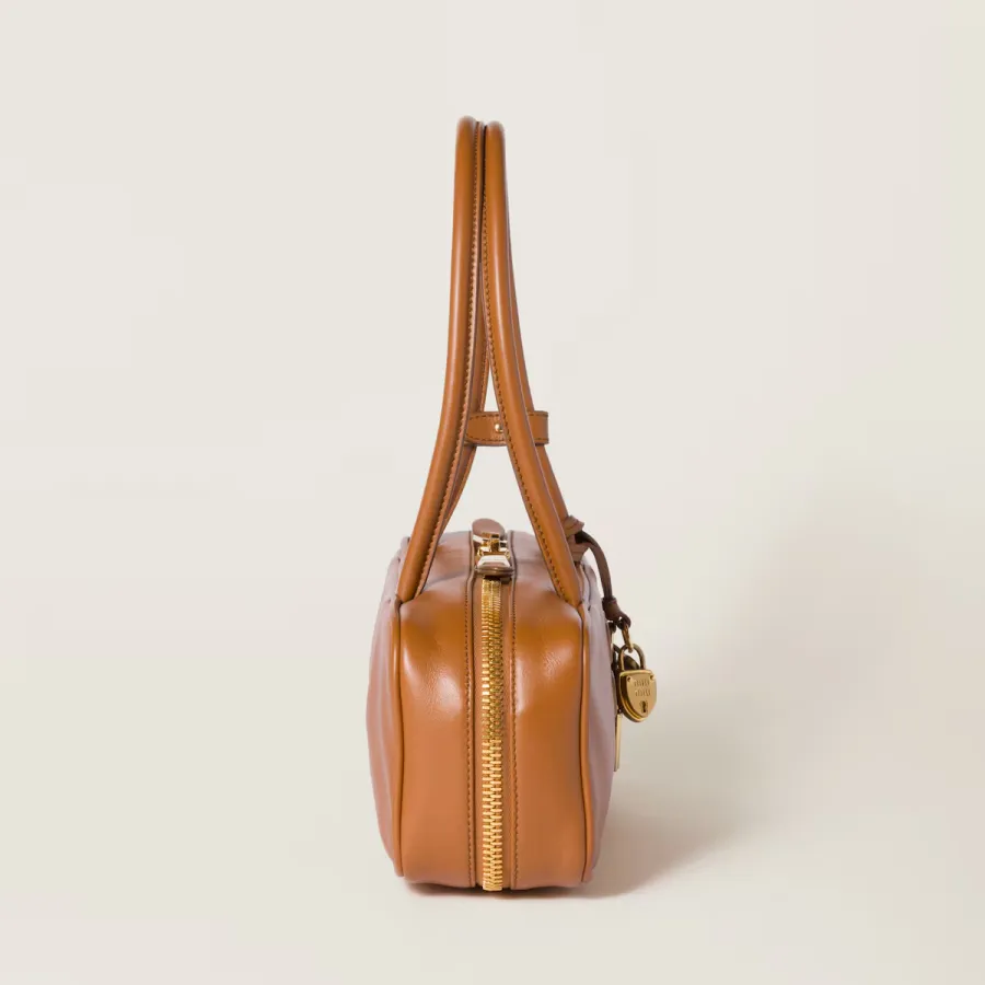 Miu Miu Calfskin Leather Beau Brown Top-Handle Bags