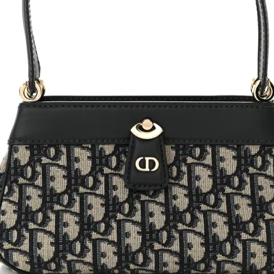 Dior Medium Key Bag Blue Oblique Canvas Gold Hardware