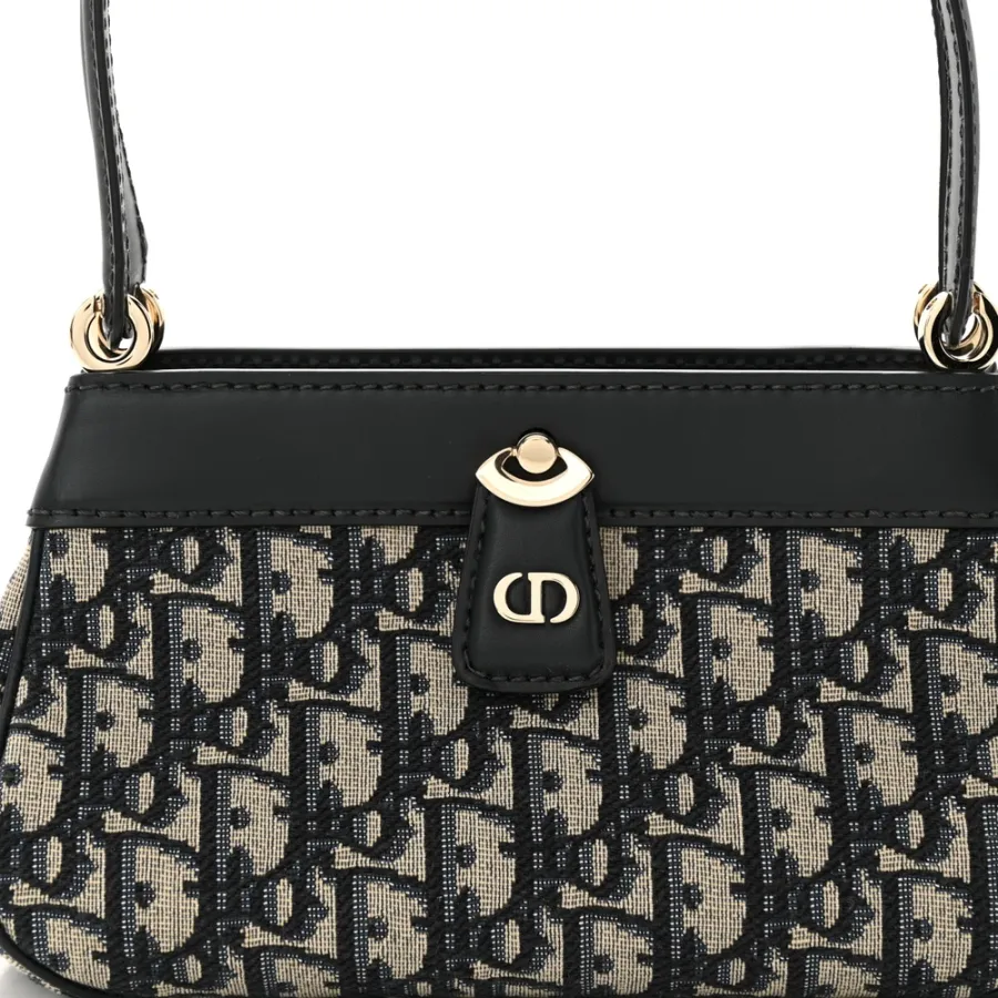 Dior Medium Key Bag Blue Oblique Canvas Gold Hardware