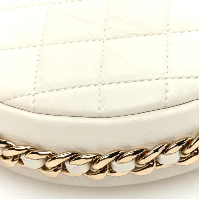 Chanel Chain Around Pouch Small White Quilted Lambskin Leather Light Gold Hardware