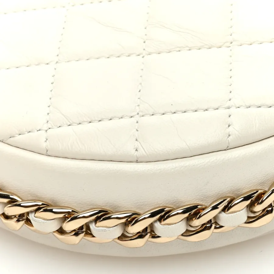 Chanel Chain Around Pouch Small White Quilted Lambskin Leather Light Gold Hardware