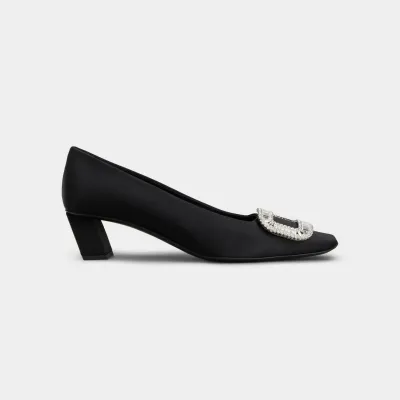 Roger Vivier Belle Vivier Pumps High Heels In Black Satin With Crystal Buckle (Heel Height 4.5cm)