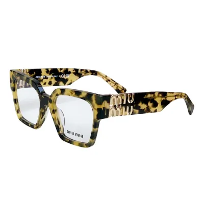 Miu Miu square frame glasses black gold/yellow leopard/transparent color Size 51-20-135