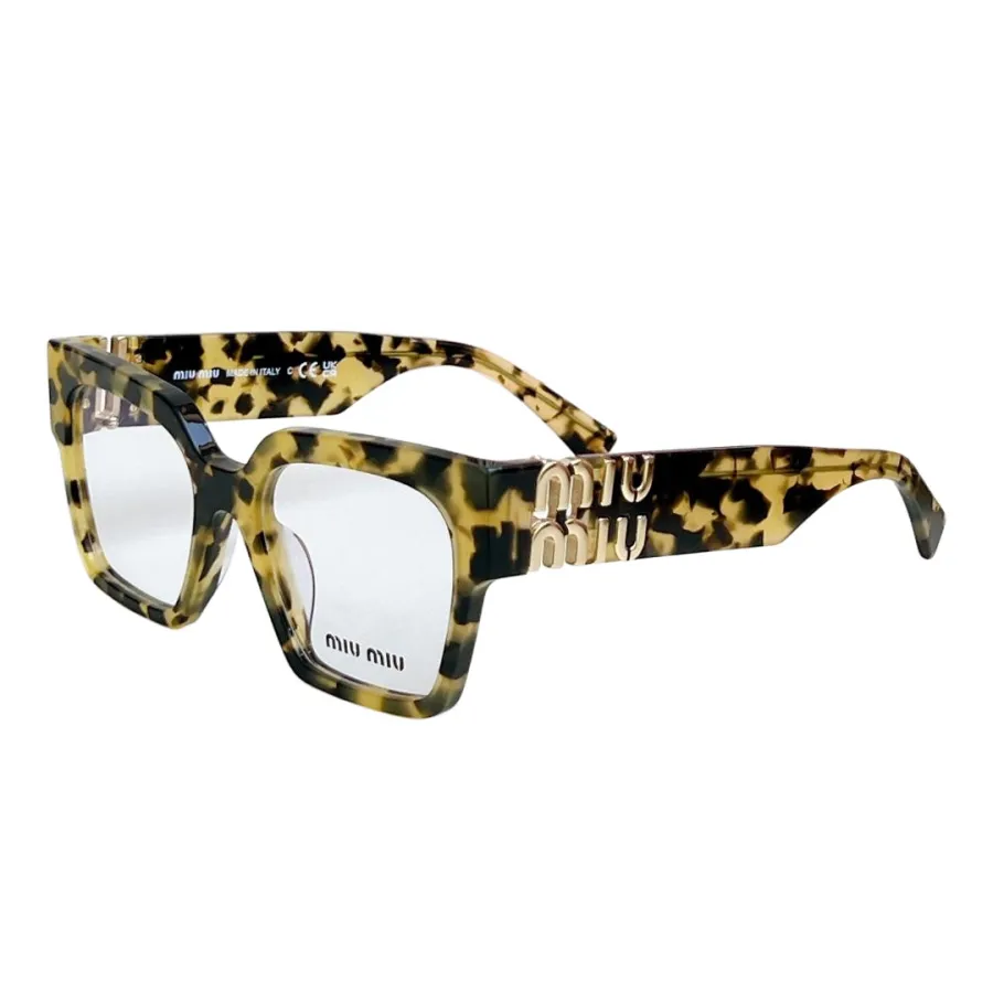 Miu Miu square frame glasses black gold/yellow leopard/transparent color Size 51-20-135