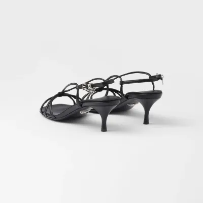 PRADA Black leather sandals with heels