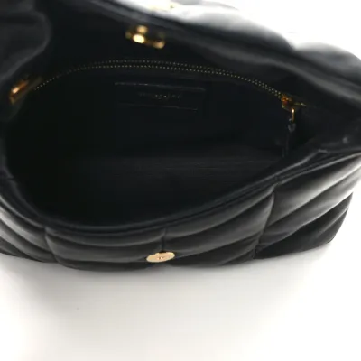 Saint Laurent Mini Loulou Chain Satchel Black Quilted Puffer Monogram Lambskin Leather Ruthenium Hardware