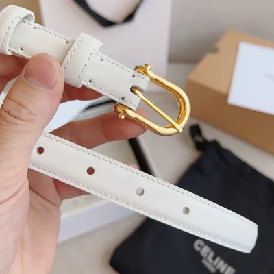 Celine Western Belt In Black/Brown/White Calfskin With Gold Hardware 18mm