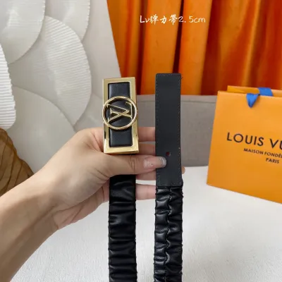 Louis Vuitton Women's Dauphine Smoke Elastic Belt In Black Calfskin With Gold Hardware 25mm