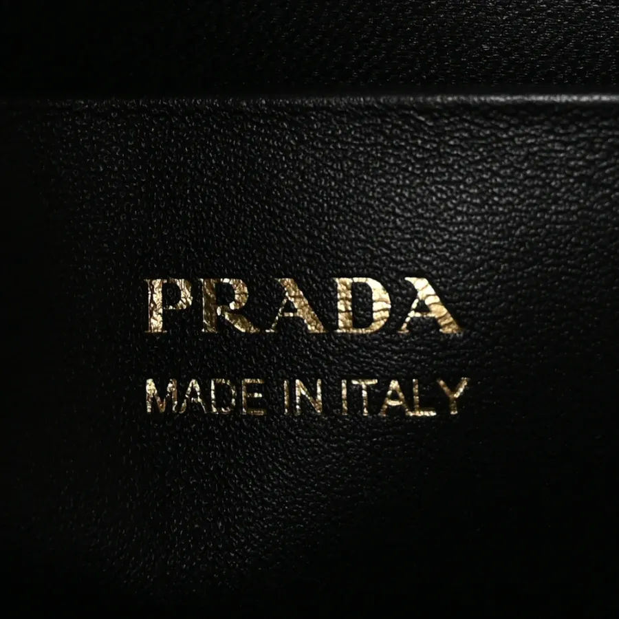 Prada Medium Flap Shoulder Bag Black Spazzolato Leather Gold Hardware
