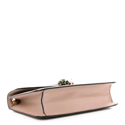 Bvlgari Mini Serpenti Forever Crossbody Bag Beige Calfskin Leather Gold Hardware