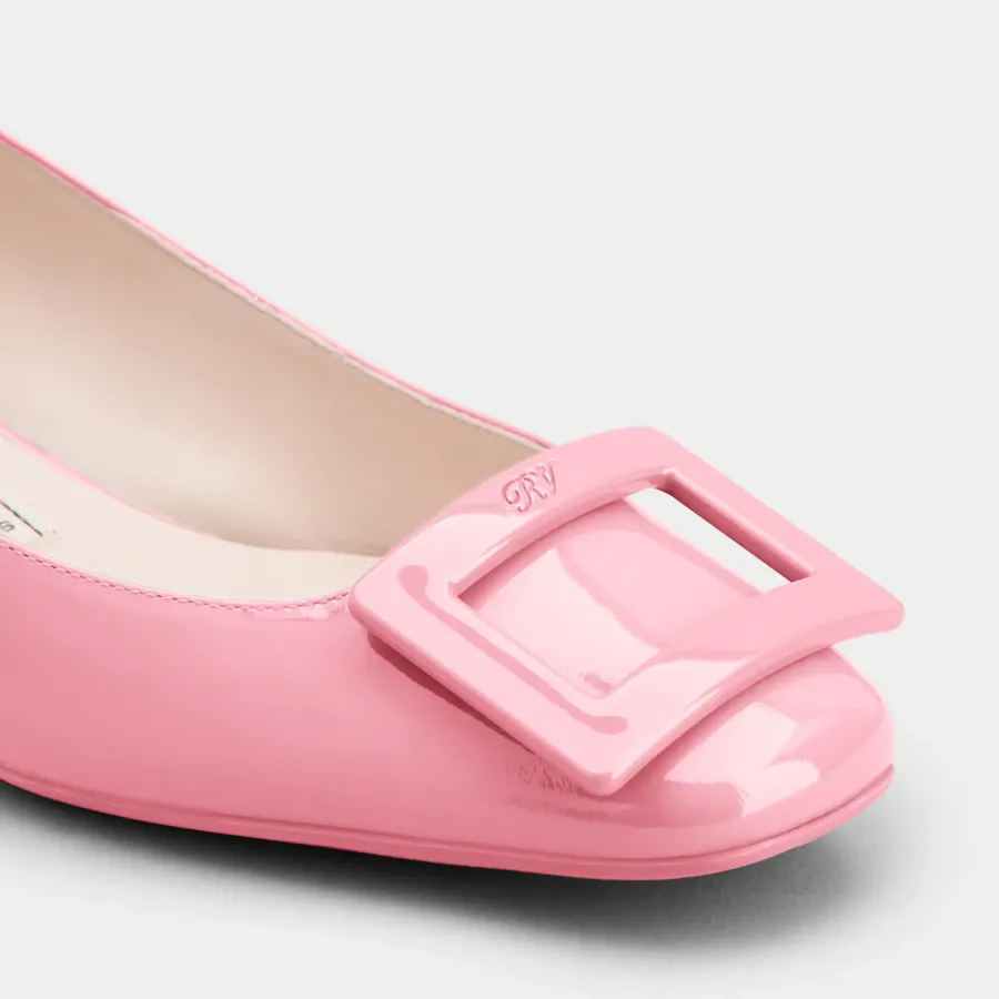 Roger Vivier U Look Ballerinas In Pink Patent Leather With Lacquered Buckle (Heel Height 2.5cm)