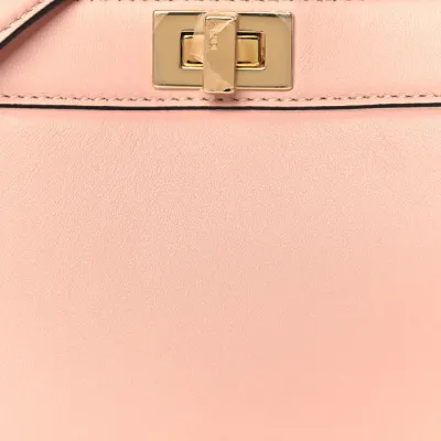 Fendi Petite Peekaboo I SEE U Satchel Rosa Confetto Shiny Nappa Leather Gold Hardware