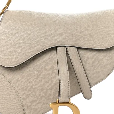 Dior Medium Saddle Bag Sand Grained Calfskin Leather Gold Hardware