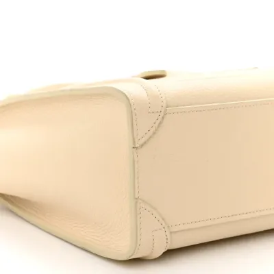 Celine Nano Luggage Bag Ivory Drummed Calfskin Leather