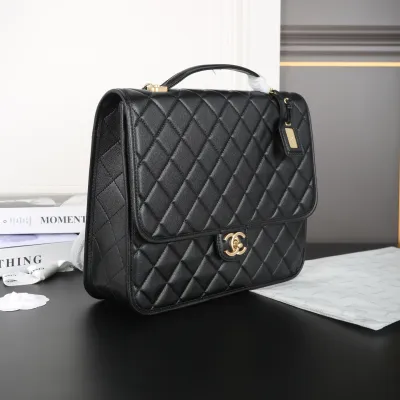 Chanel Black Quilted Caviar Leathe Backpacks
