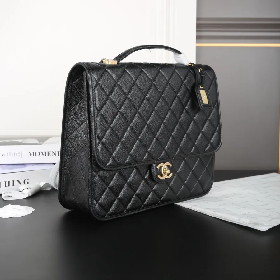 Chanel Black Quilted Caviar Leathe Backpacks