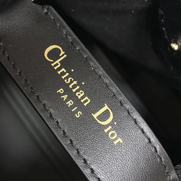 Dior Medium Dior Toujours Bag In Black Tweed with White Cannage Motif With Gold Hardware - Image 6