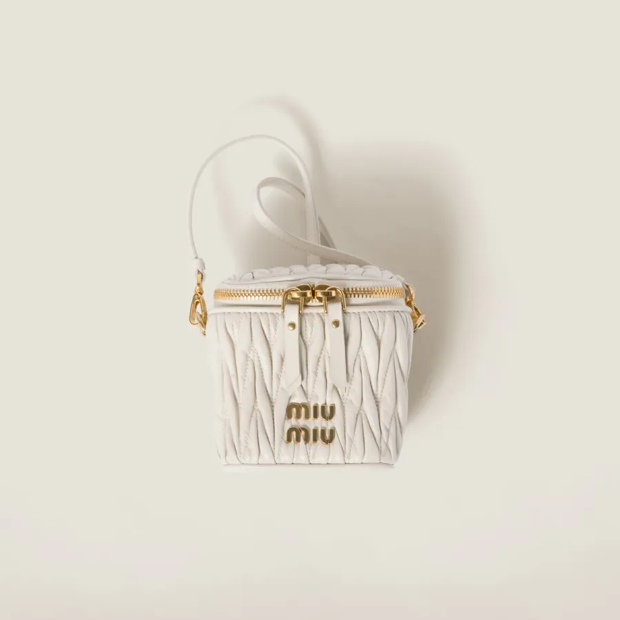 Miu Miu Quilted Lambskin Leather white Bucket Bags