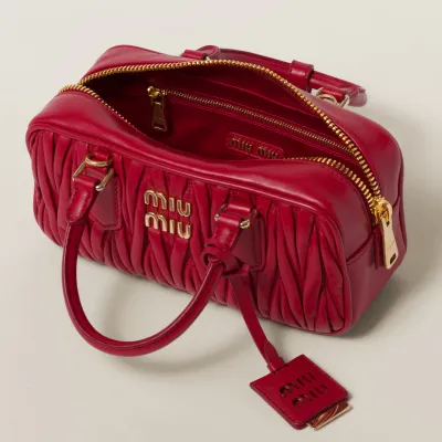 Miu Miu Arcadie matelassé Quilted Lambskin Leather Red Top-Handle Bags