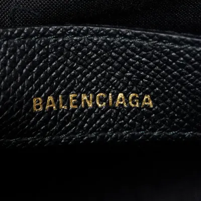 Balenciaga XXS Ville Top Handle Bag Black/White Signature Grained Calfskin Leather Gold Hardware