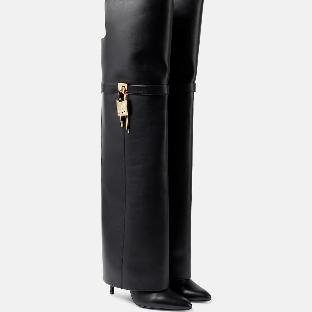 GIVENCHY Bota de couro preta até o joelho