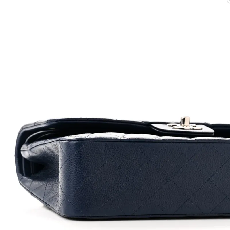 Designer Handbags Blue Quilted Caviar Leather