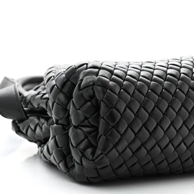Bottega Veneta Small Intrecciato Padded The Handle Black Nappa Leather