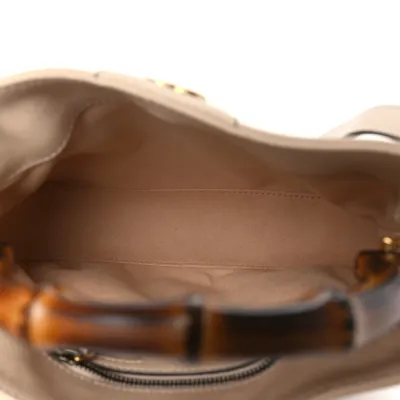 Gucci Small Diana Shoulder Bag Light Beige Textured Dollar Calfskin Leather Aged Gold Hardware