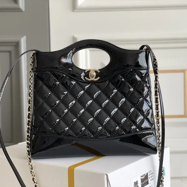 Chanel Patent Leather Black / White and Black Crossbody Bags - Image 2
